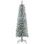 6Ft Artificial Pencil Christmas Tree With 329 Snow Flocked Tips, Metal Base, Realistic Xmas Tree