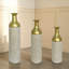 Ensemble de 3 vases de sol cylindriques hauts en métal, d'inspiration steampunk, avec col doré, blanc antique