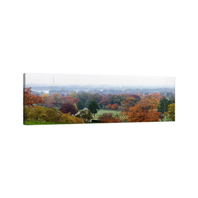 High Angle View of a Cemetery, Arlington National Cemetery, Washington DC, USA 1 Piece Wrapped Canvas Panoramic Wall Art