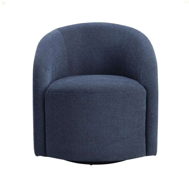 Fauteuil demi-tonneau pivotant en bois massif Boucle, Bleu