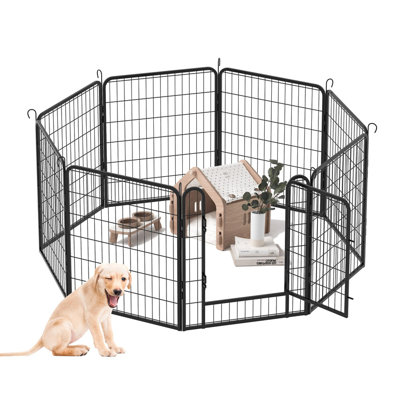 8 - Panel Heavy Duty Metal Pet Playpen with Door - 31.7"H Dog Fence | Indoor & Outdoor Exercise Pen for Dogs and Small Pets
