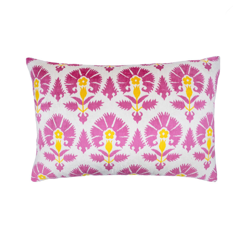 Oreiller en velours de soie ikat Istanbul, 16 po x 24 po, housse seulement