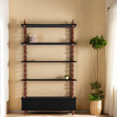 Bibliothèques modernes en bois à 5 niveaux avec tiroirs de rangement pour la maison et la cuisine