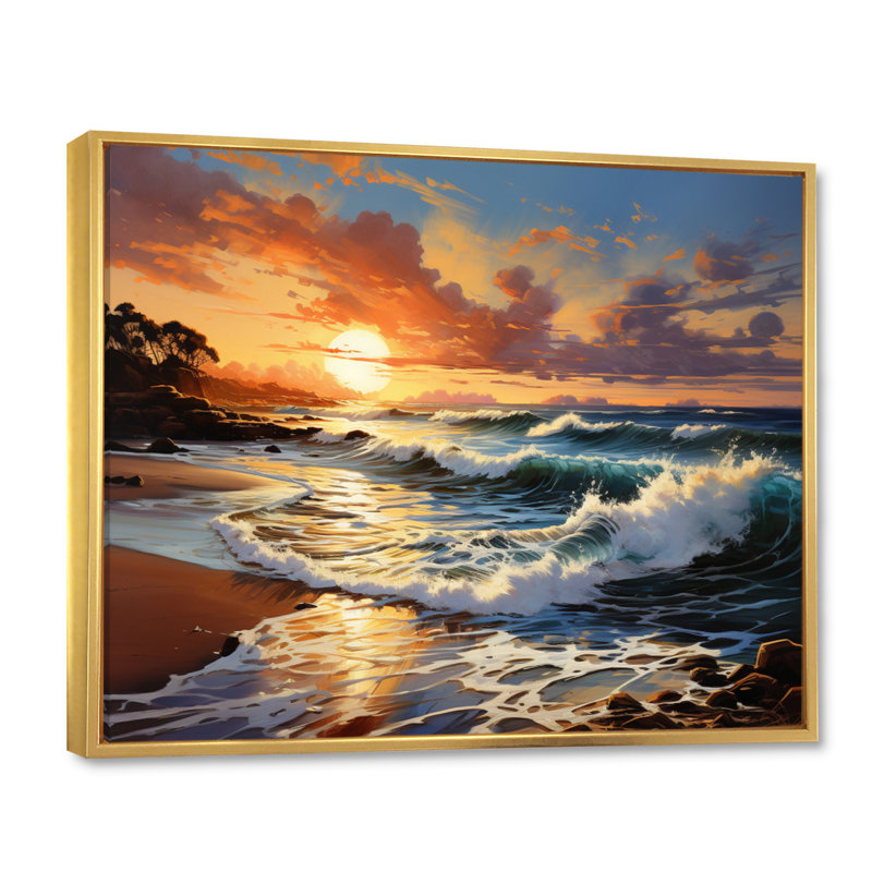 Photo de plage ensoleillée Horizons I - impression, Cadre flottant doré, H 34 po x l 44 po x P 1,5 po