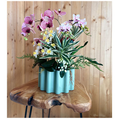 Artificial Orchid Flowers Arrangement in Ceramic Vase