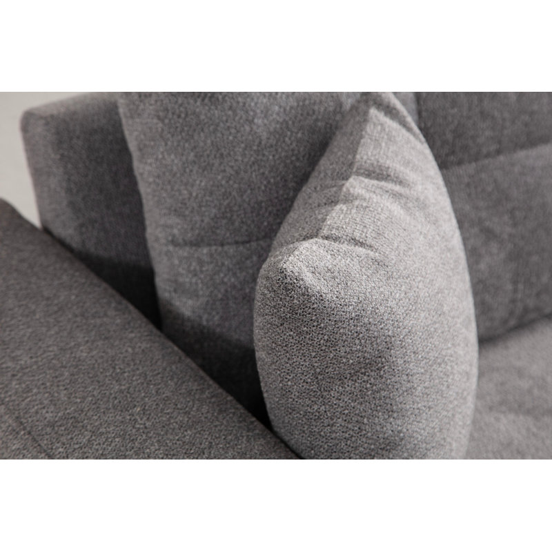 Amarande Stylish 3-Seat Sofa-Bed, Light Grey Fabric, 88.6 x 36.2 x 29.5 inches | Durable Beech Wood & Chipboard Frame, 100% Polyester | Turnable Back Mechanism, Dry-Cleanable, Portable Cushions | Perfect for Living Room & Guest Room