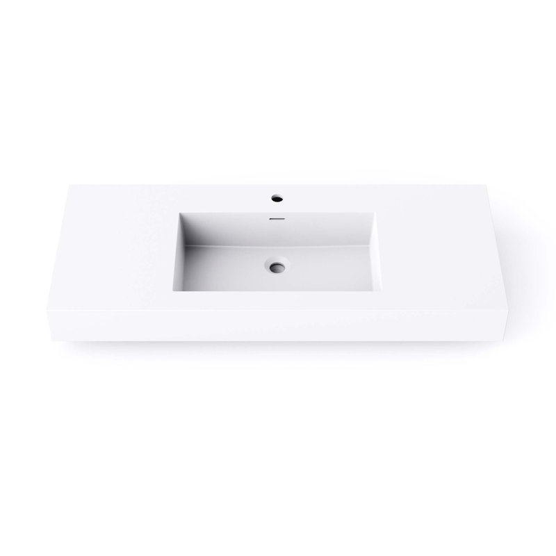 47.2'' Wall-Mount Stone Resin Bathroom Sink Rectangular Vessel Sinks For Bathroom