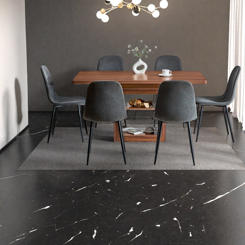 Ensembles de table de salle à manger extensible avec rangement, panneau de fibres à densité moyenne et métal, style moderne pour la salle à manger