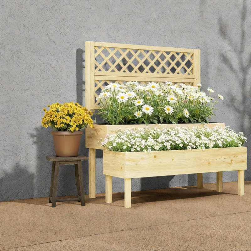 Spacieuses jardinières rustiques en bois avec treillis pour le jardinage de patio