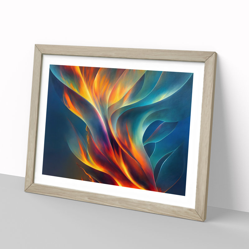 Revered Modern - Single Picture Frame Painting, 46cm H x 64cm W x 2cm D, Oak Framed