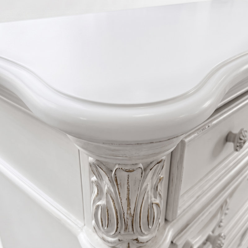 Commode 9 tiroirs avec miroir Micala, Blanc