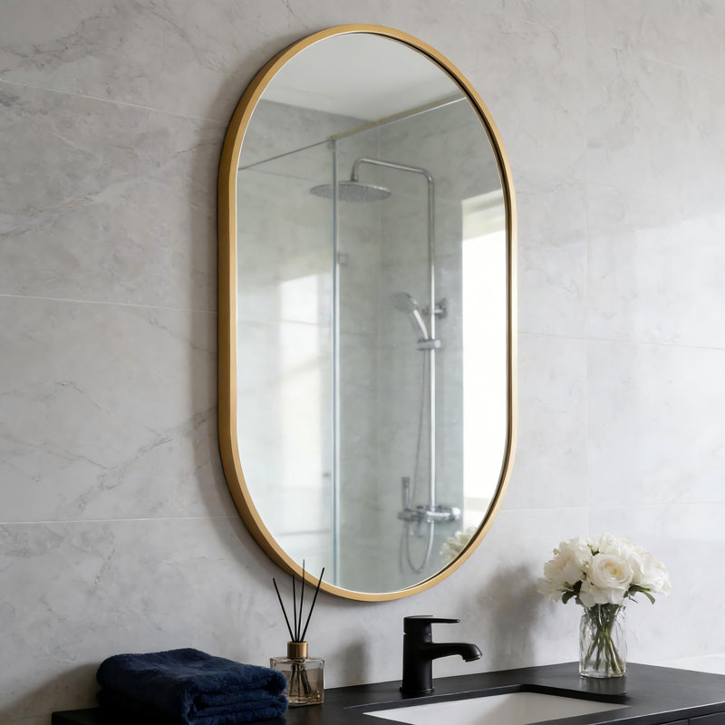 Miroir de salle de bain Onshuntay, Or, 33 po x 20 po