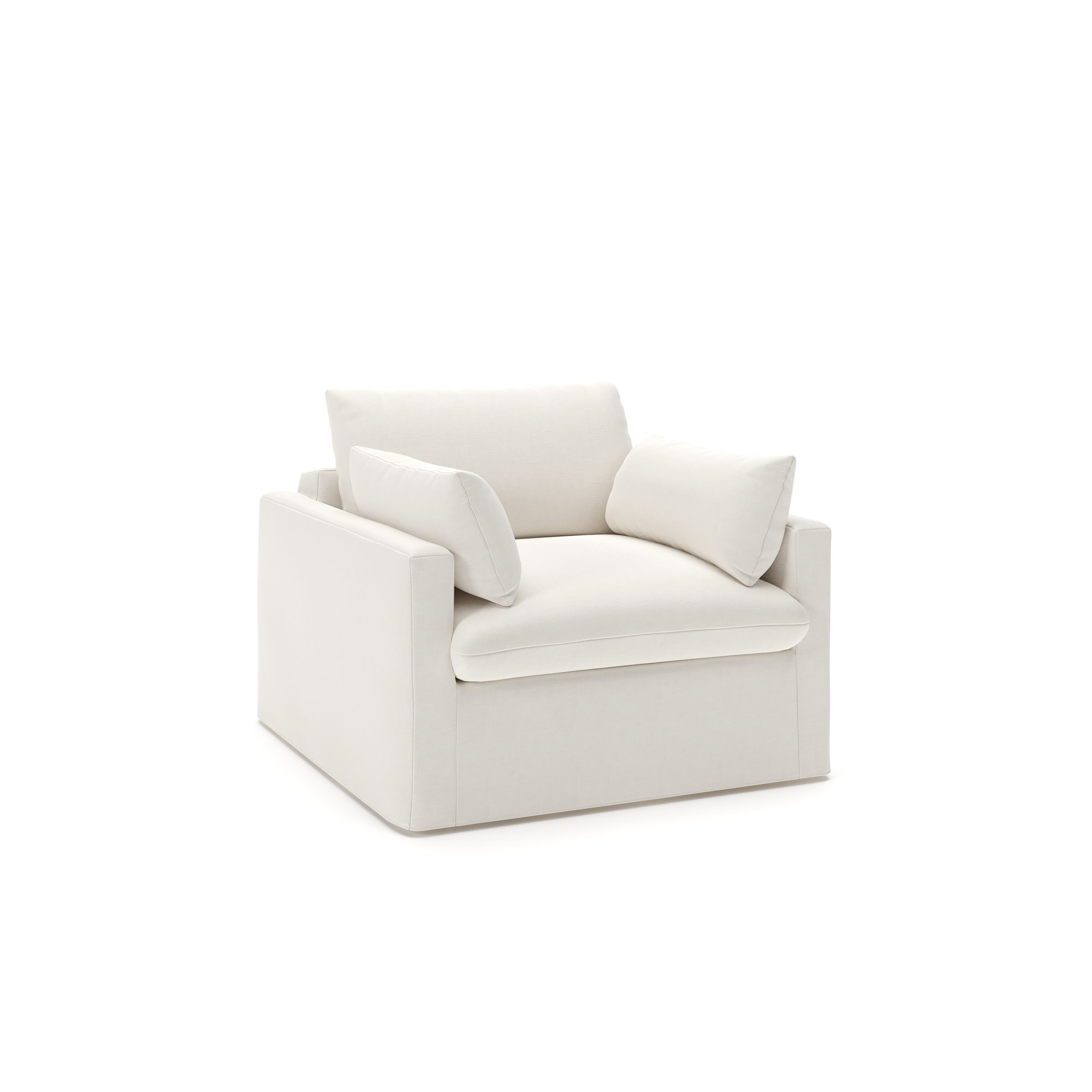 Luna Slipcovered Chair and a Half, Lena Off White Performance Linen Blend