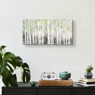 Epic Art 'Soft Birches Charcoal'  by James Wiens Acrylic Glass Wall Art, 24" x 12"
