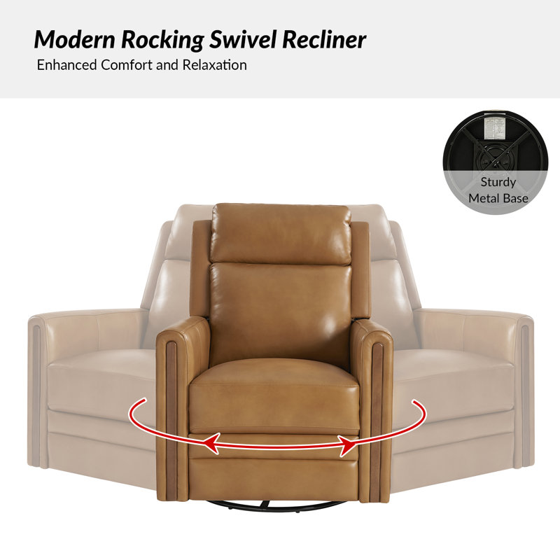 Fauteuil inclinable électrique pivotant en cuir Regazzi (ensemble de 2), Chameau