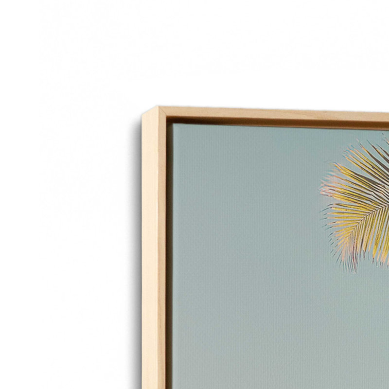 «Soft Sunset Palms», reproduction d'art sur toile, 12 po x 18 po, Cadre flottant en érable américain