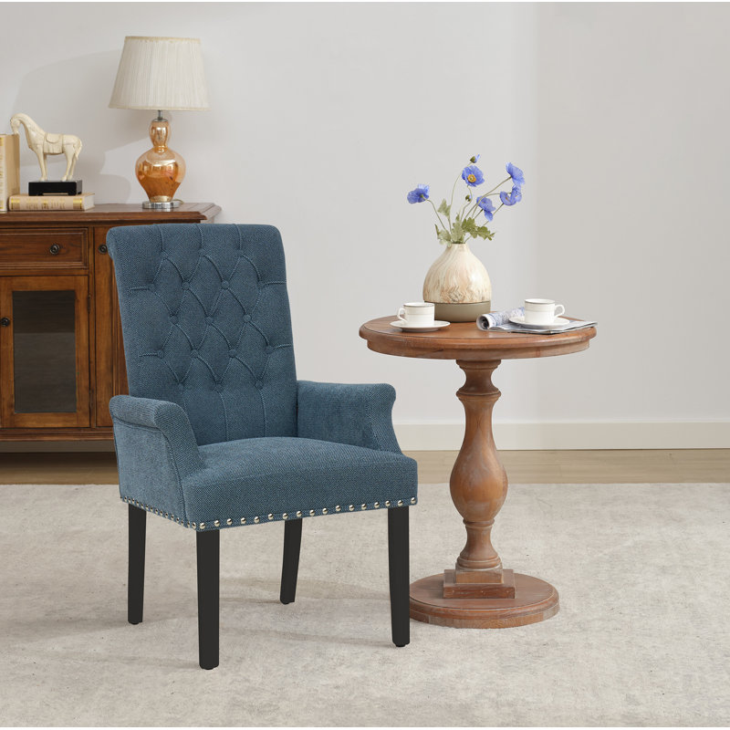 Fauteuil Amdad, Bleu très foncé, Noir, Lin
