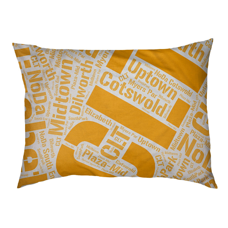 Coussin de chien « districts », Moyen (H 9,5 po x l 28 po x P 18 po), Charlotte, Orange