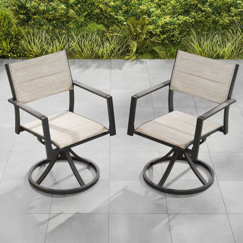 Ensemble de chaises de patio pivotantes, ensemble de 2 chaises de salle à manger d'extérieur en aluminium Never-Rust, Oui