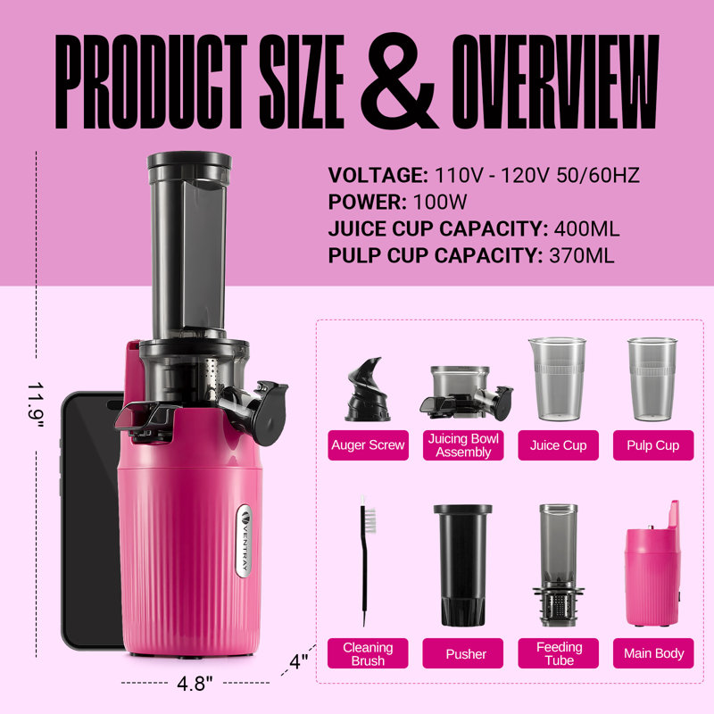Centrifugeuse électrique à vitesse lente VENTRAY, Rose