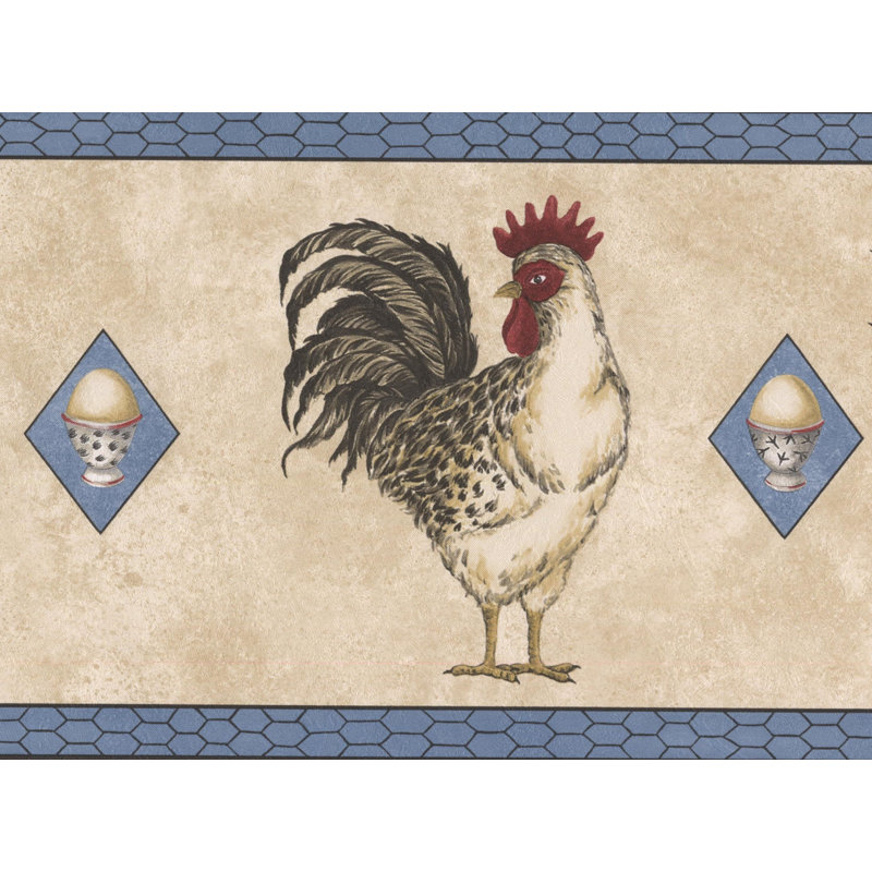 Bordure de papier peint faune 15 pi x 7 po Principato Rooster Egg