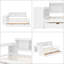 Lit de jour de coin simple blanc élégant avec tiroirs de rangement, bureau et port de charge - Mobilier de chambre à coucher peu encombrant-1631770475