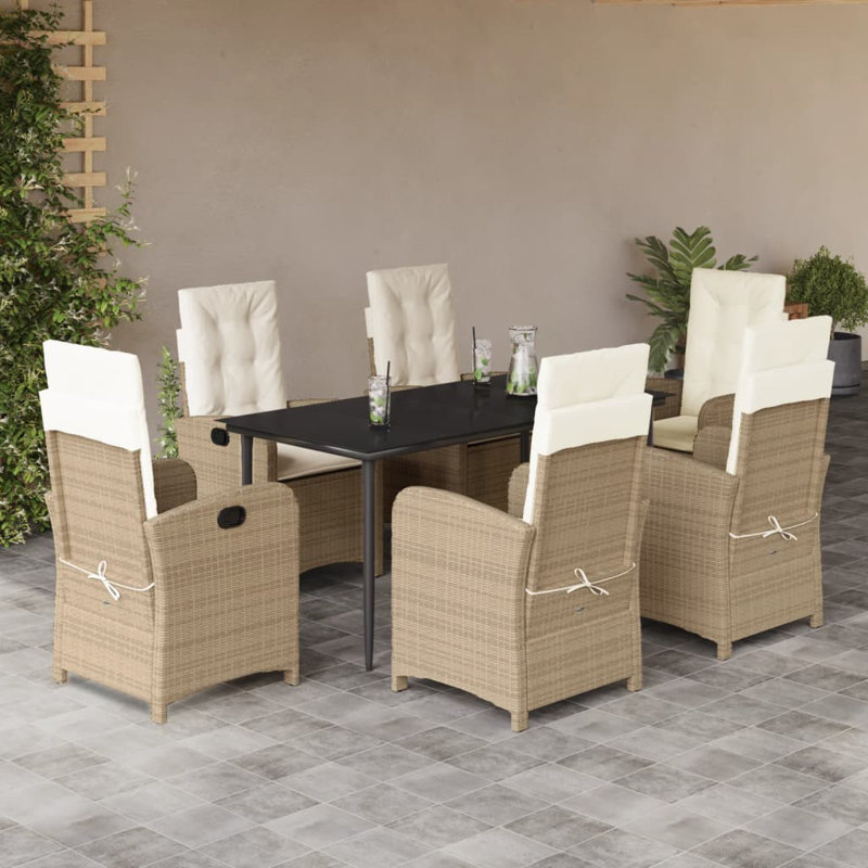 Table de salle à manger rectangulaire Vidaxl, Beige, Noir, 6
