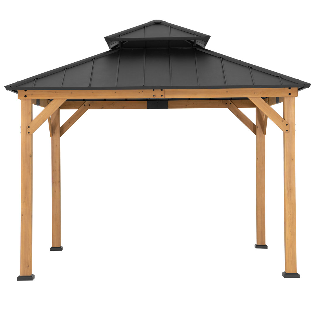 Sunjoy Zedernholz Gazebo KAPS - 330cm x 330cm, Anthrazit