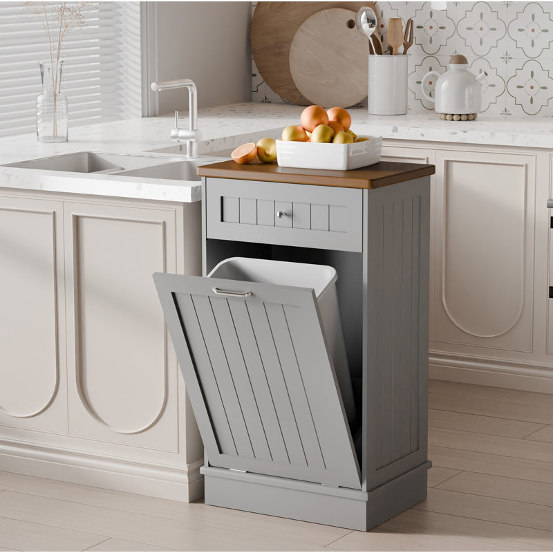 Armoire poubelle inclinable 10 gallons Havant, Gris / brun foncé