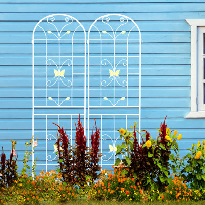 86.7"X19.7" Metal Garden Trellis, 2 Pack Cream White Rustproof, Appeal Support Trellis 86.7" X 19.7" Pack, White, Rustproof Outdoor Plant
