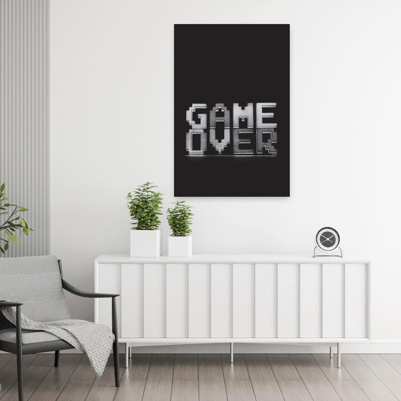 «Game Over Minimalist», art abstrait rétro, H 36 po x l 24 po