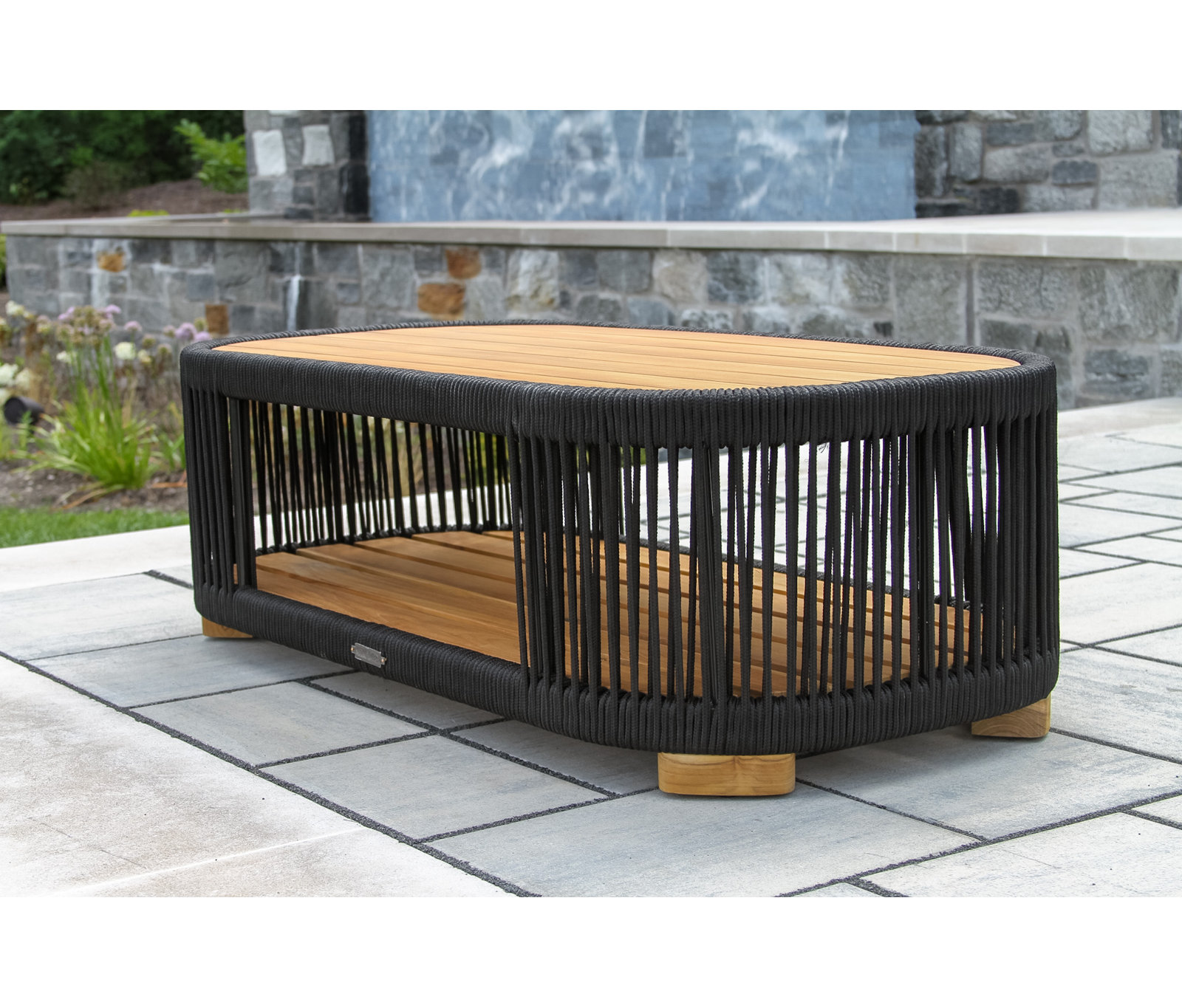 Aniston 47" Teak Patio Table, Black