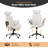 Modern PU Leather Home Office Chair with Wheels & Adjustable Height, White-1799433130