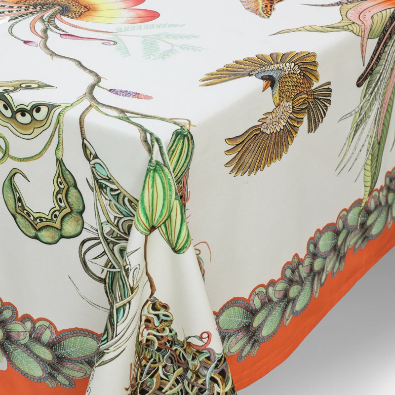 Thanda Nests Tablecloth - Cotton, 138" L x 78" W, Parakeet