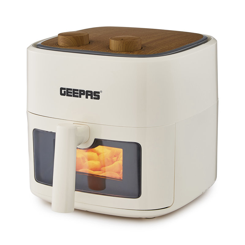GEEPAS 4.5L Vortex Air Fryer with Rapid Air Circulation | Adjustable Temperature(80-200°C) for Healthy Oil Free Low-Fat Air Frying Roasting Baking Grilling | 30 Min Timer Compact Nordic Design | 1200W