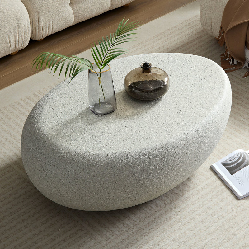 Table basse en fibre de verre mat avec pieds, elliptique de 42,28 po pour le salon, aucun assemblage elliptique requis, tracas dans la chambre