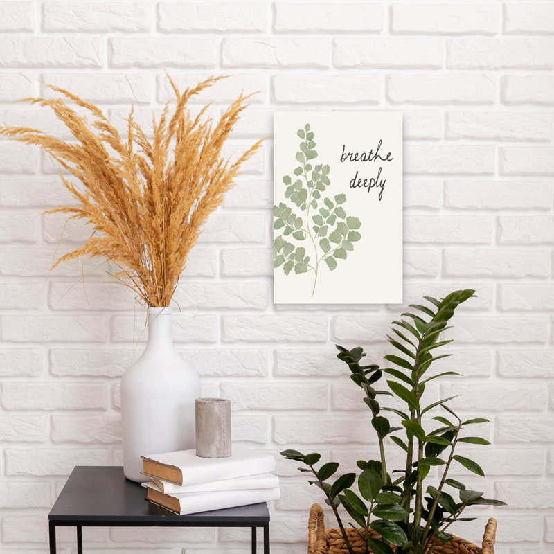 Breathe Deeply Green Fern Delicate Peaceful Tranquil Fern Nature Landscape Wall Art Print by Donaugh Austin - Wrapped Canvas Print