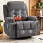 Fauteuil inclinable pivotant brun de 38 po avec massage et chaleur à 8 points, porte-gobelets, port USB, capacité de 350 lb-531550915
