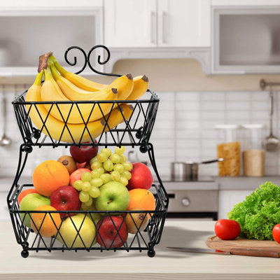 Sorbus 2-Tier Metal Fruit and Bread Basket Display Stand
