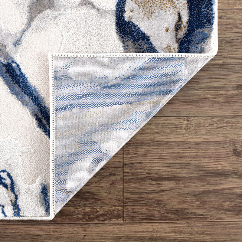 Seema REG140A Abstract Grey Blue Area Rug, Rectangle 7'9" x 10'2"