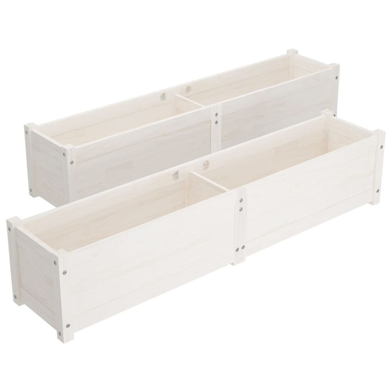 Red Barrel Studio Garden Raised Beds 2 Pcs White 59.1"X12.2"X12.2" Solid Wood Pine, Blanc