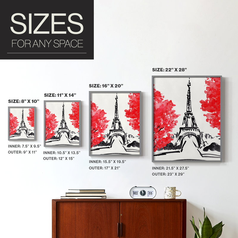 Day in Paris I-Premium Framed Print -Ready to Hang - No Nails Required - No Nails Required, Green, 21" H x 34" W
