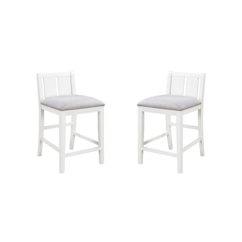 Tabouret de comptoir en bois massif de 25 po Amod, Blanc, Crème