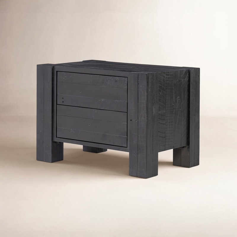 Perot 2 - Drawer Nightstand, Aged Black Pine