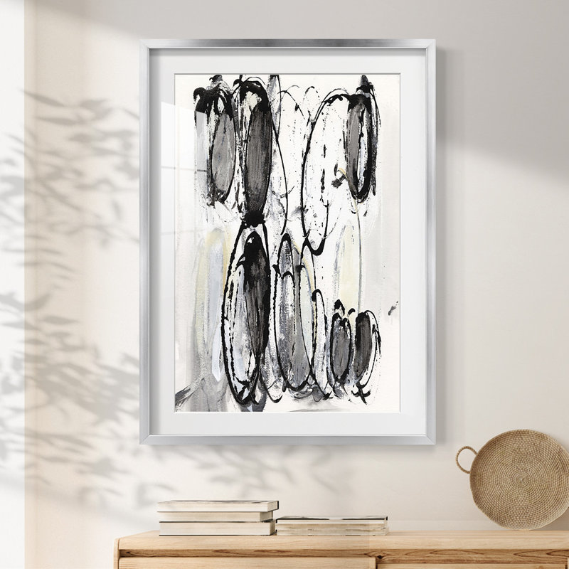 Gray Scribbles II - impression encadrée, H 28,5 po x l 20,5 po, Argent argent