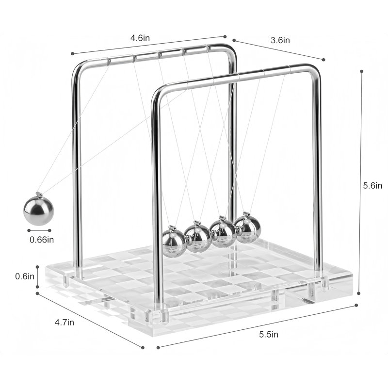 Newtons berceau balles d'équilibre Science physique physique gadget de bureau pour la maison et le bureau 5 billes avec argent blanc base de damier boules d'équilibre