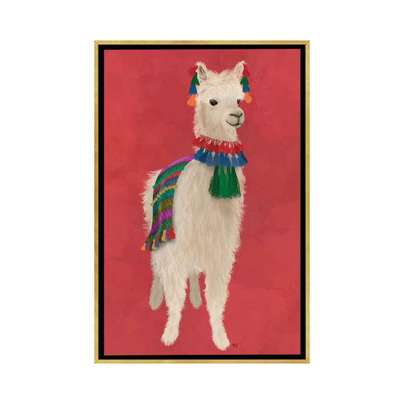 «Llama Traditional 1, Full» par Fab Funky - impression d'art graphique, Aucun mat, H 26 po x l 18 po x 1,5 po
