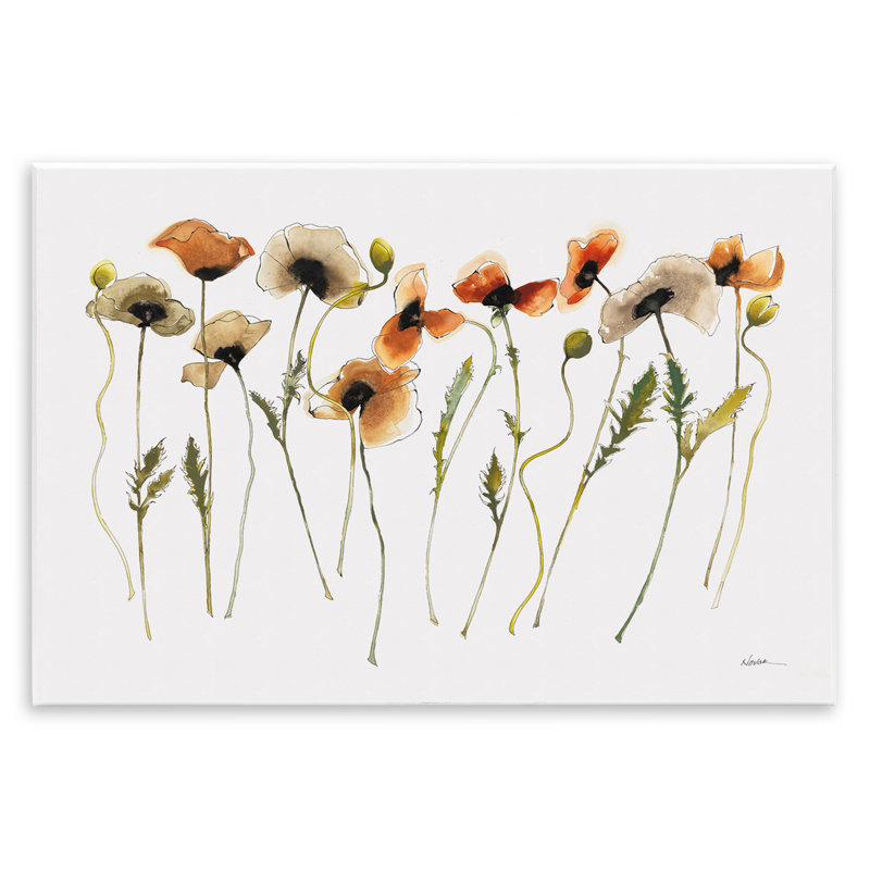 "Autumn Poppy Sprigs", art mural sur bois par Shirley Novak, H 10 po x l 15 po
