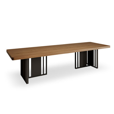 Brown Rectangular Solid Wood Dining Table