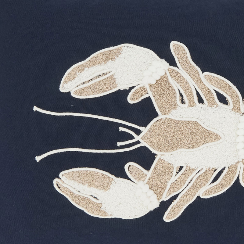 Embroidered Lobster Down Filled Pillow, Duvet de canard